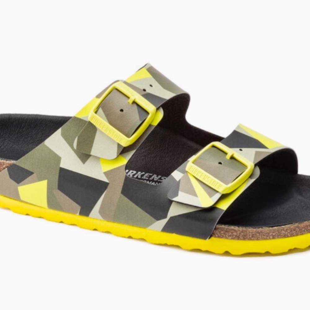 Men’s Birkenstock Yellow Multi Grapgic RARE Sandals Size 13 - Picture 3 of 16